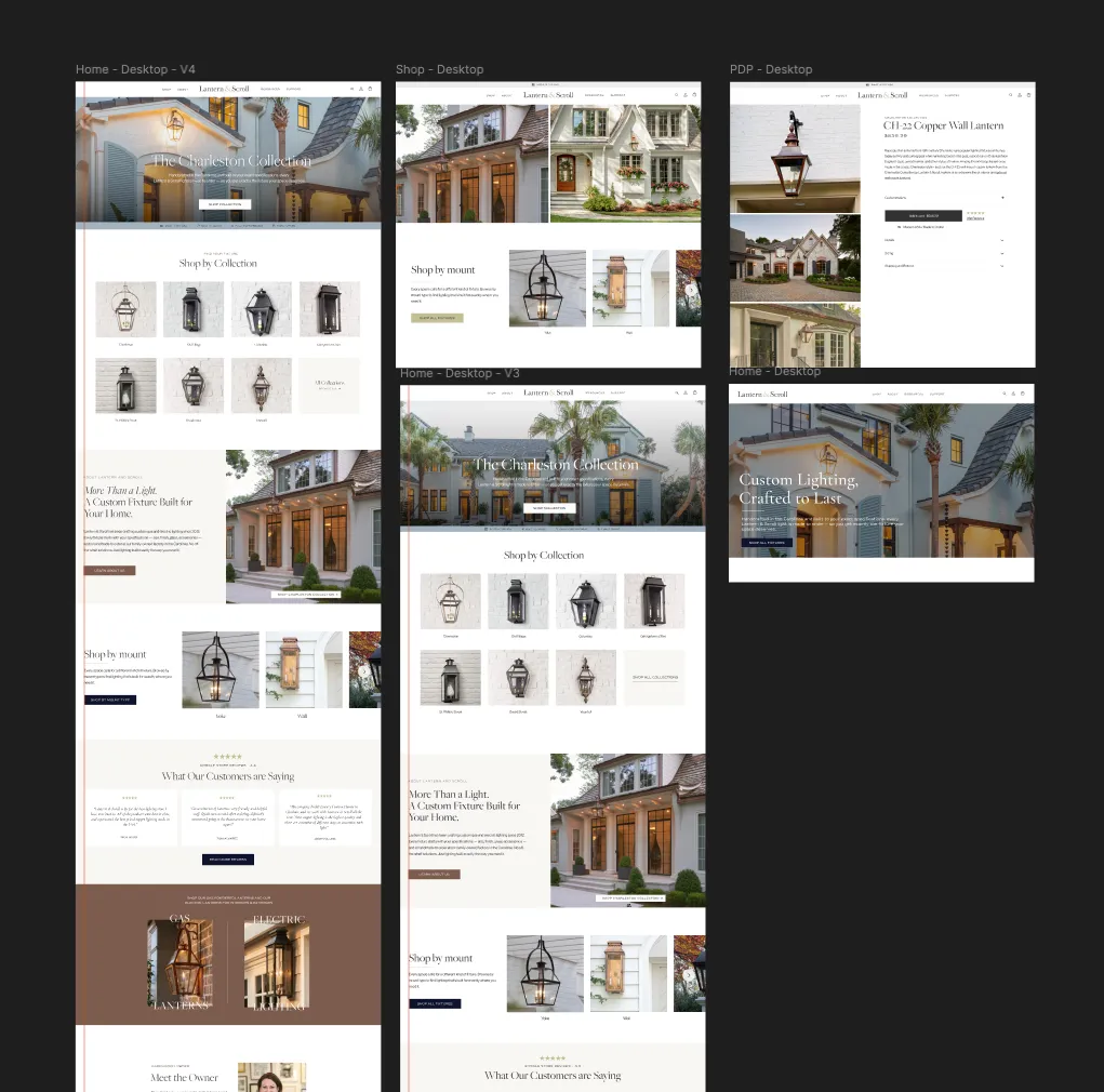 Website audit screenshots showing conversion analysis