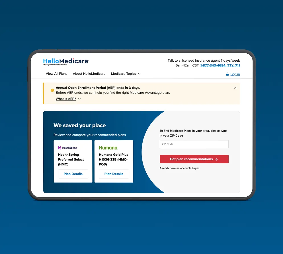 HelloMedicare - Homepage - Tablet