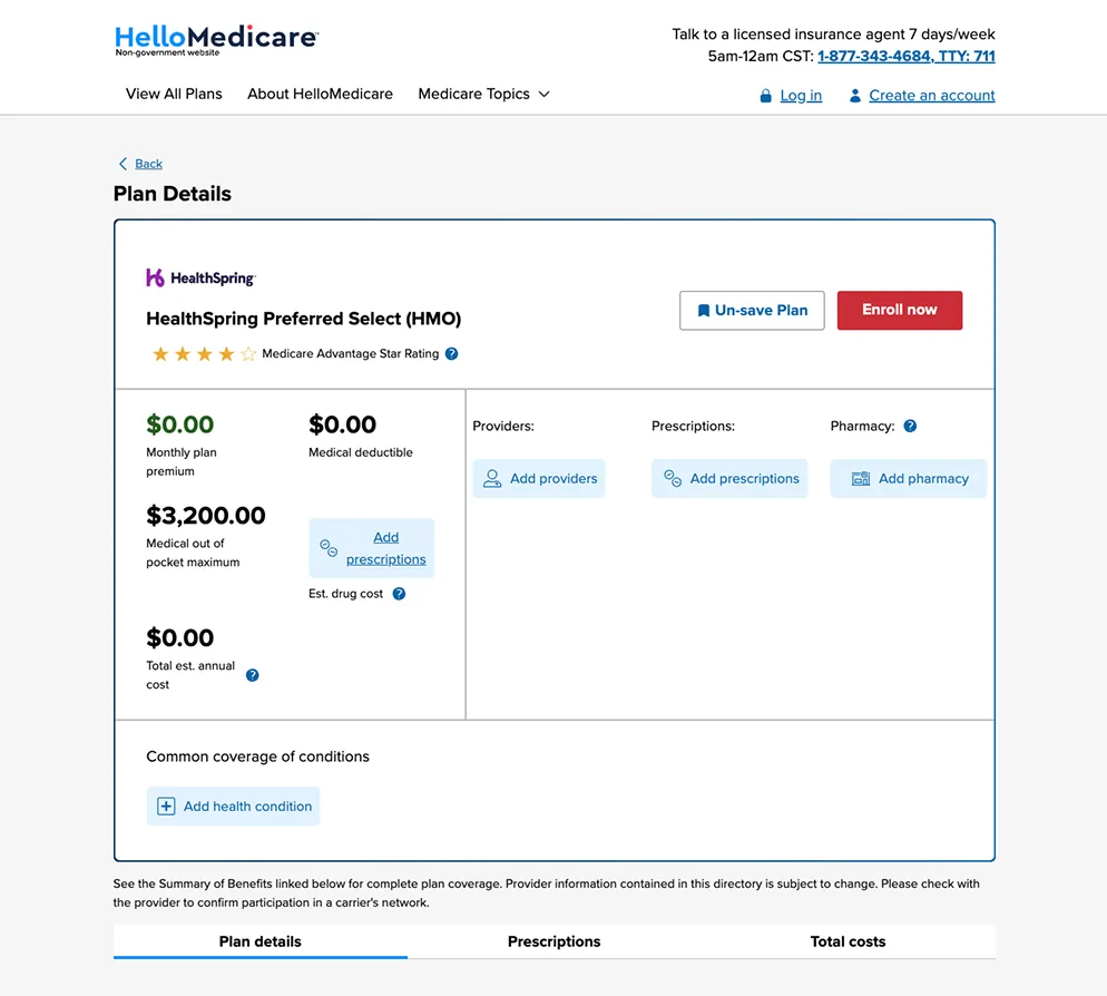 HelloMedicare - Plan Details