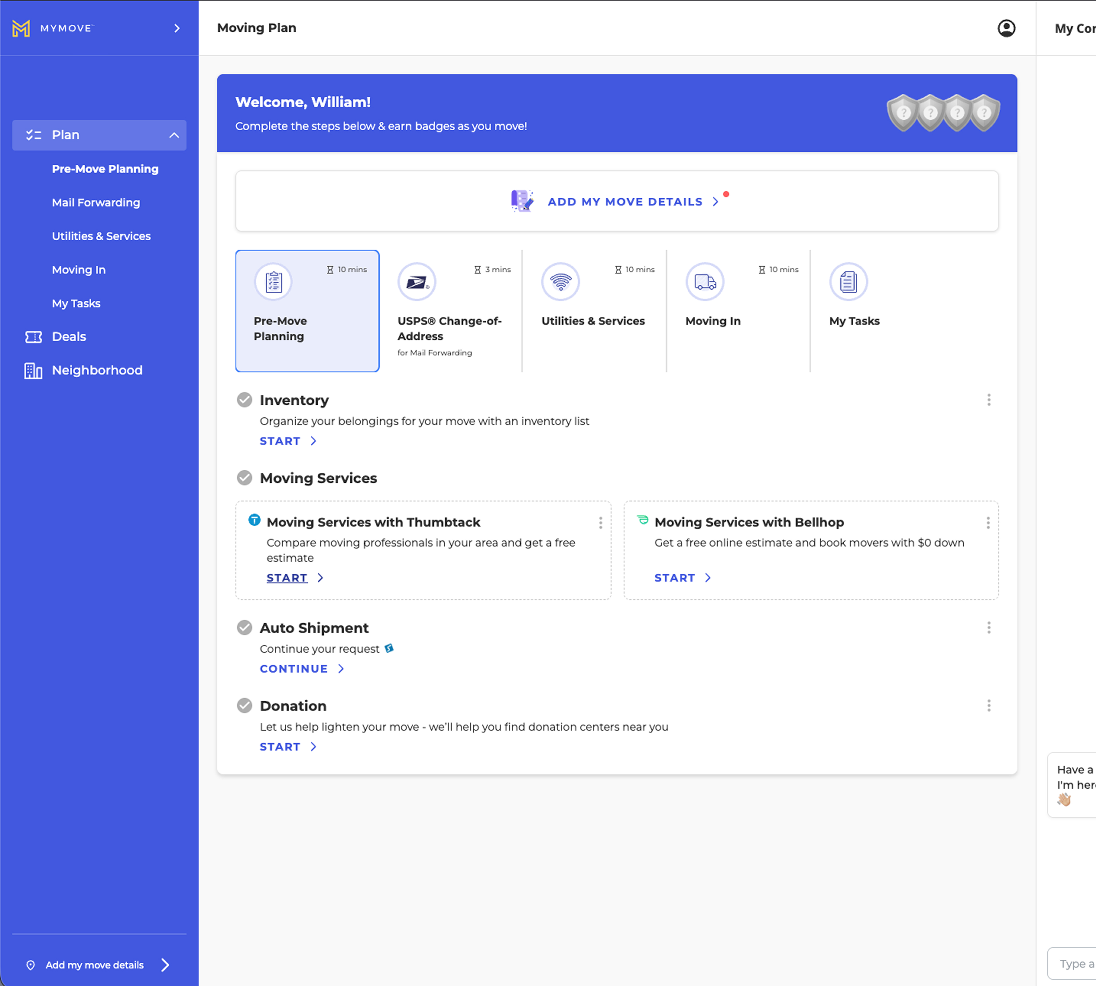 MYMOVE - Desktop Dashboard